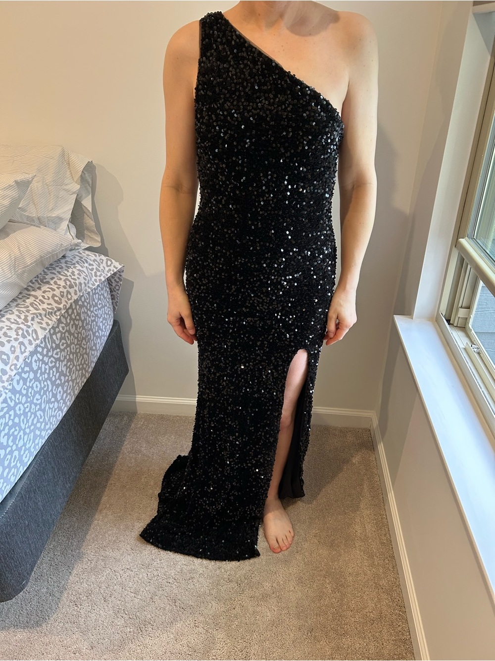 Black Sequin Prom Dress